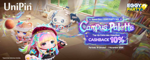 Season Baru Eggy Party S21 Campus Palette – Top up Eggy Coins dan Dapatkan Cashback 10%!